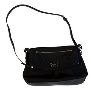Kate Spade Nylon Large Black Crossbody Shoulder Bag Adjustable Gold Tone